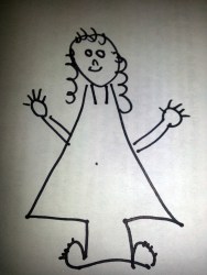 kid drawing of a girl with digits