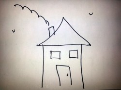 kid drawing of a house